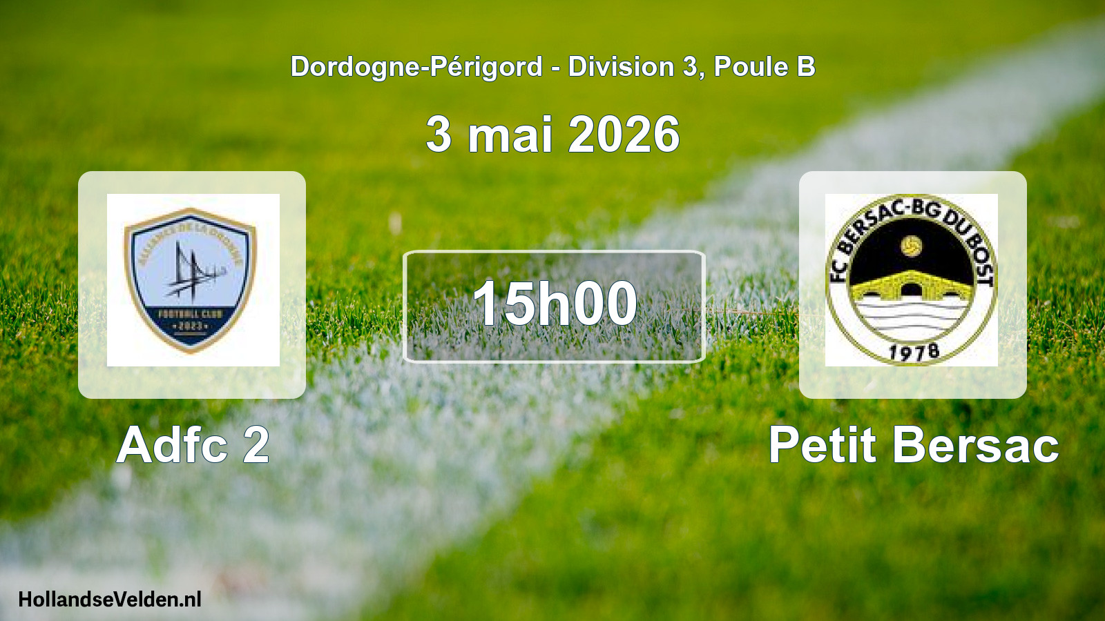 Geplande wedstrijd: Adfc 2 - Petit Bersac (3 mai 2026)