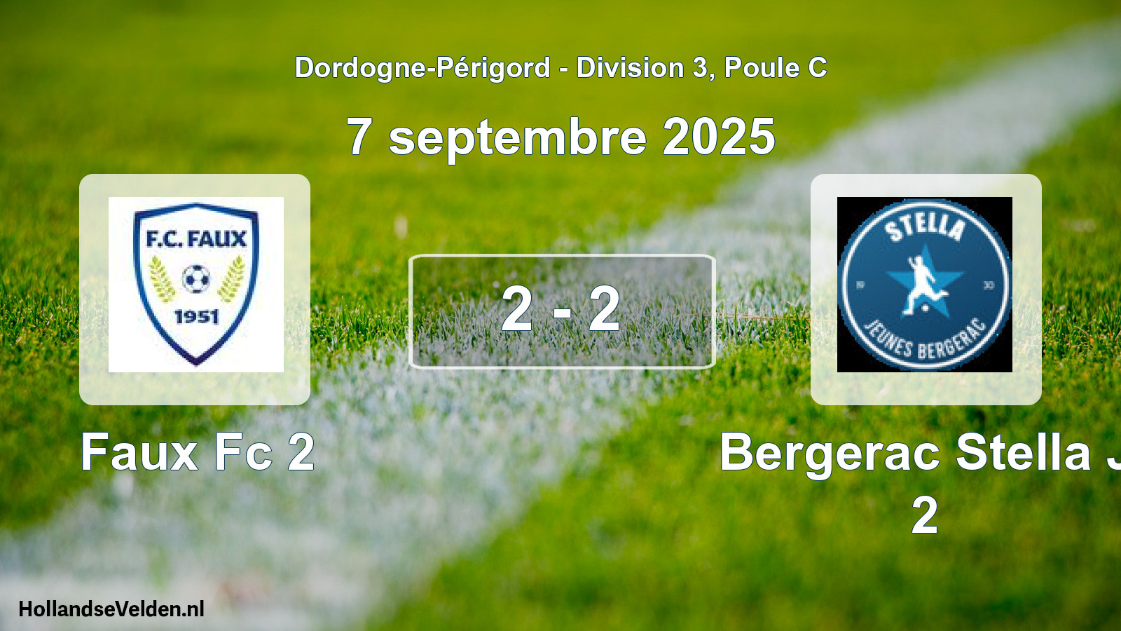 Gespeelde wedstrijd: Faux Fc 2 - Bergerac Stella J 2 2 - 2 (7 septembre 2025)