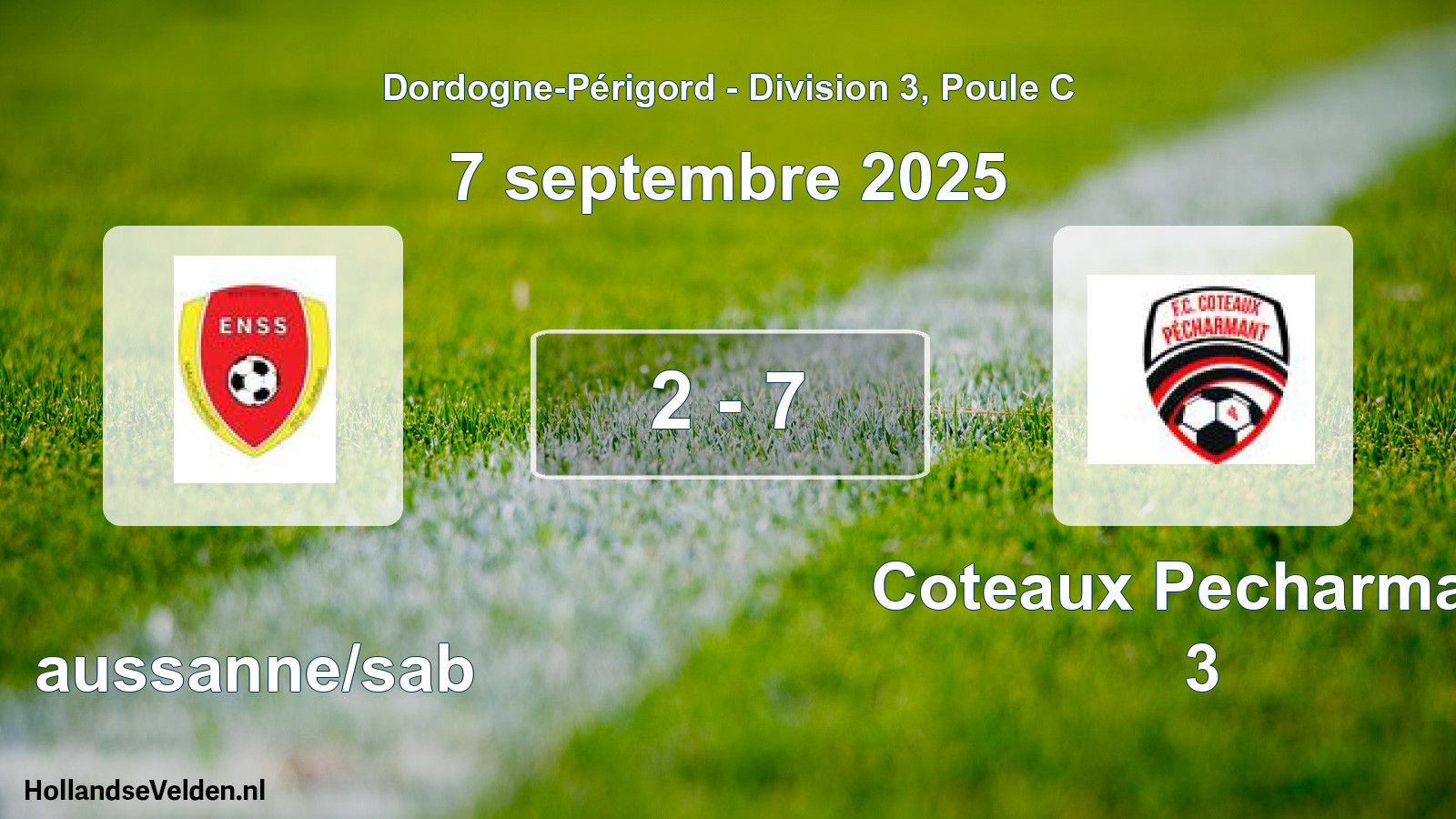 Gespeelde wedstrijd: Naussanne/sab - Coteaux Pecharmant 3 2 - 7 (7 septembre 2025)