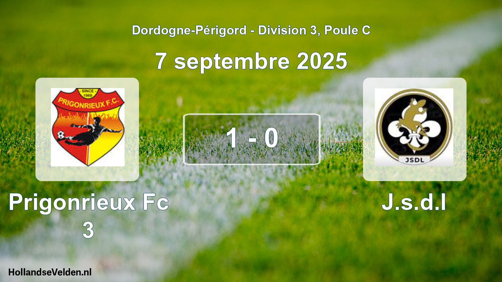 Gespeelde wedstrijd: Prigonrieux Fc 3 - J.s.d.l 1 - 0 (7 septembre 2025)