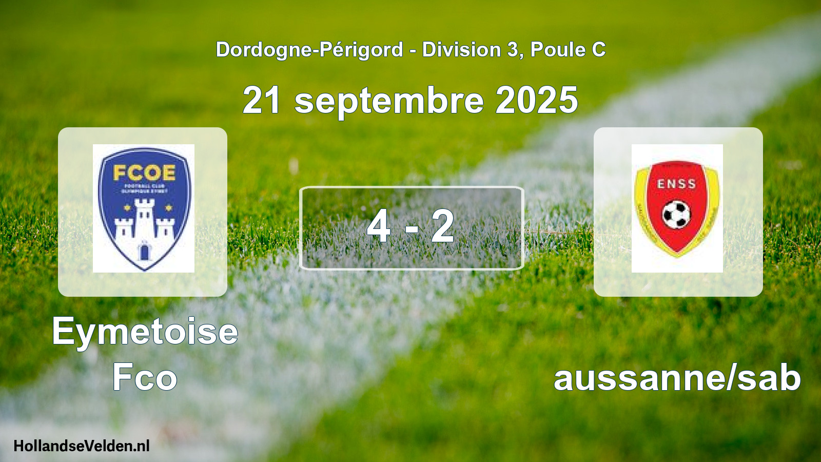 Total number of matches played: Eymetoise Fco - Naussanne/sab 4 - 2 (21 September 2025)