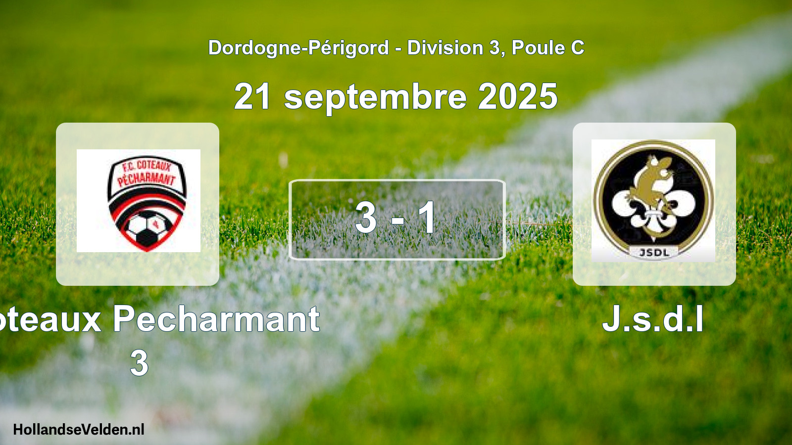 Gespeelde wedstrijd: Coteaux Pecharmant 3 - J.s.d.l 3 - 1 (21 septembre 2025)