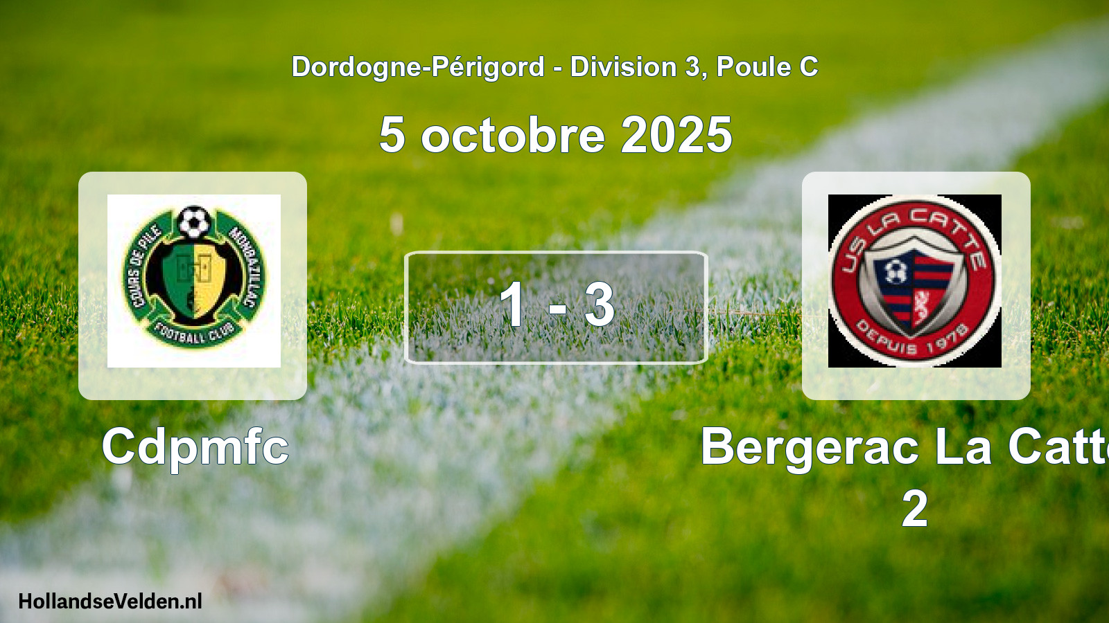 Gespeelde wedstrijd: Cdpmfc - Bergerac La Catte 2 1 - 3 (5 octobre 2025)