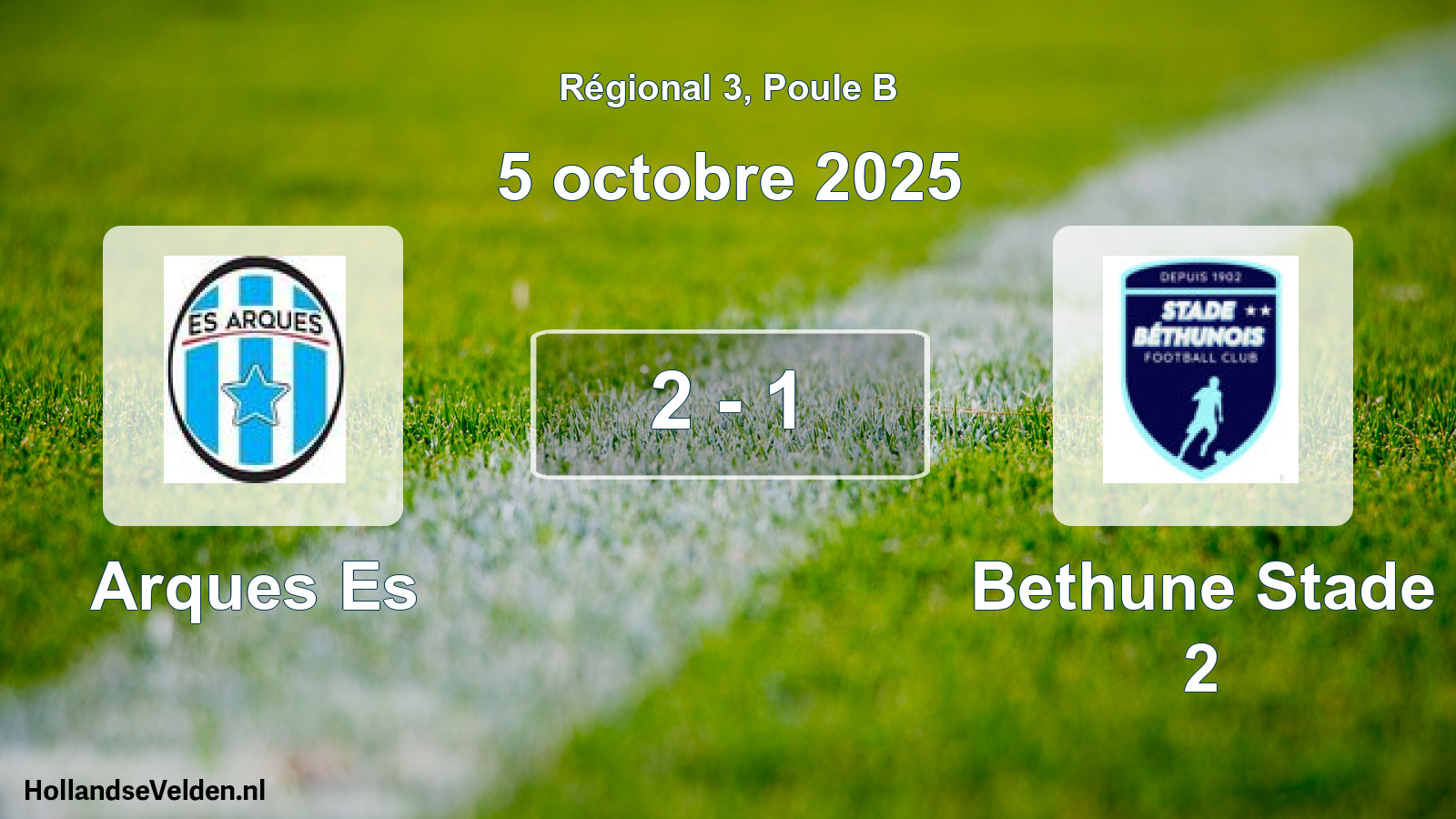 Gespeelde wedstrijd: Arques Es - Bethune Stade 2 2 - 1 (5 octobre 2025)