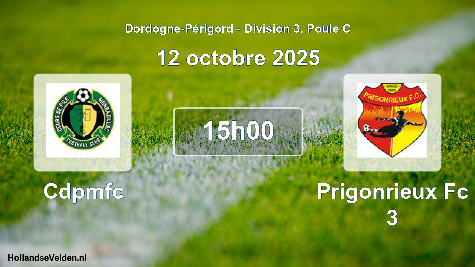 Geplande wedstrijd: Cdpmfc - Prigonrieux Fc 3 (12 oktober 2025)