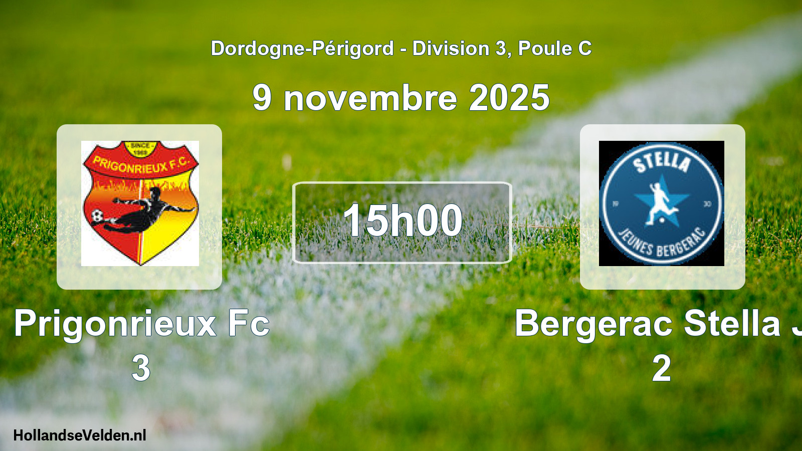 Scheduled Match: Prigonrieux Fc 3 - Bergerac Stella J 2 (9 November 2025)