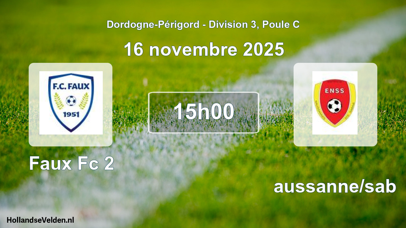 Geplande wedstrijd: Faux Fc 2 - Naussanne/sab (16 novembre 2025)