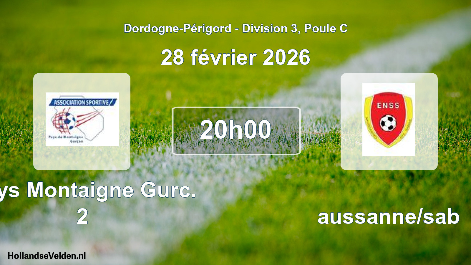 Geplande wedstrijd: Pays Montaigne Gurc. 2 - Naussanne/sab (28 février 2026)