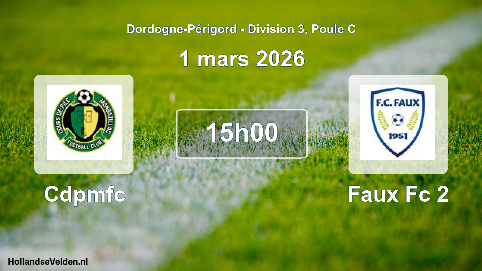 Geplande wedstrijd: Cdpmfc - Faux Fc 2 (1 mars 2026)