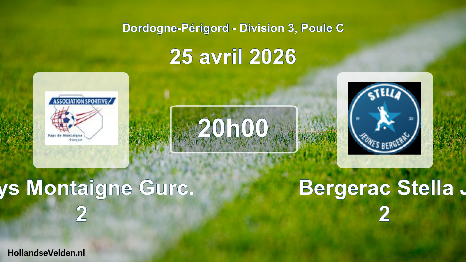 Geplande wedstrijd: Pays Montaigne Gurc. 2 - Bergerac Stella J 2 (25 april 2026)