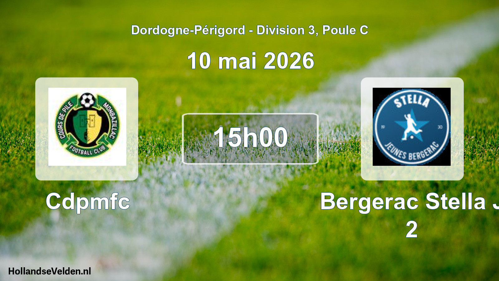 Geplande wedstrijd: Cdpmfc - Bergerac Stella J 2 (10 mai 2026)