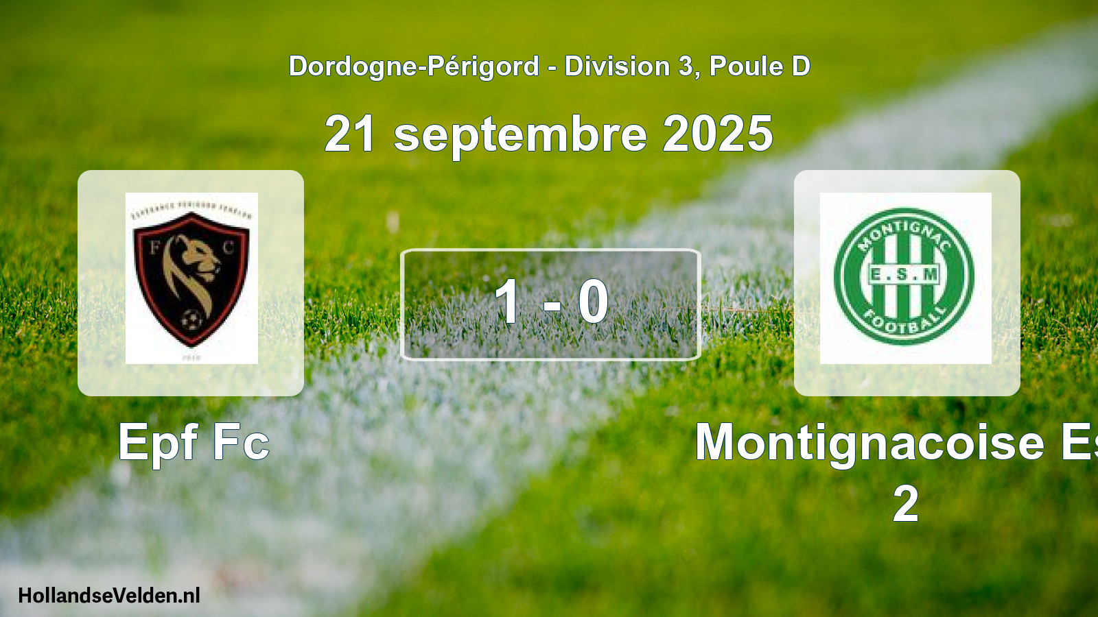 Gespeelde wedstrijd: Epf Fc - Montignacoise Es 2 1 - 0 (21 septembre 2025)