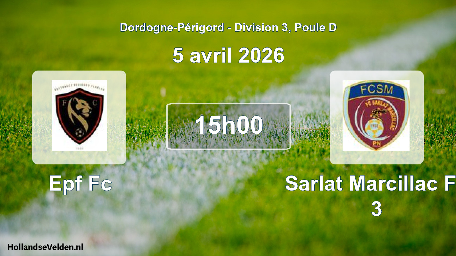 Geplande wedstrijd: Epf Fc - Sarlat Marcillac Fc 3 (5 avril 2026)
