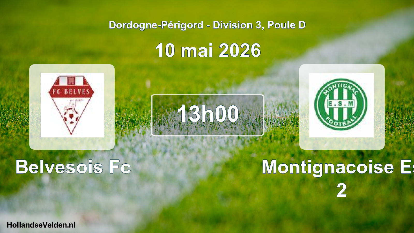 Geplande wedstrijd: Belvesois Fc - Montignacoise Es 2 (10 mai 2026)