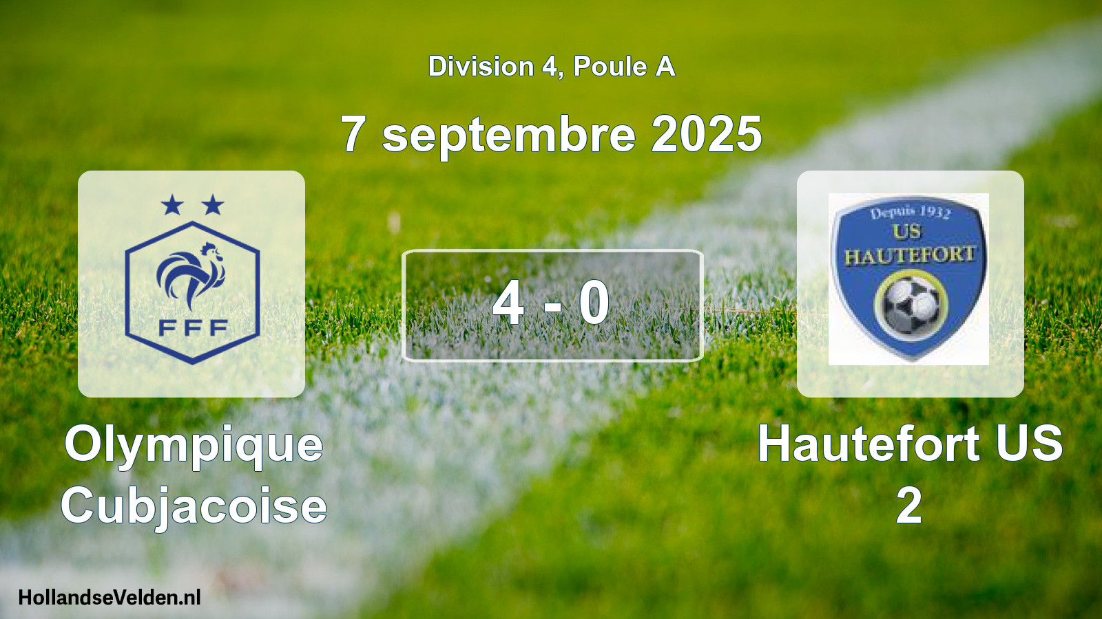 Match joué: Olympique Cubjacoise - Hautefort US 2 4 - 0 (7 septembre 2025)