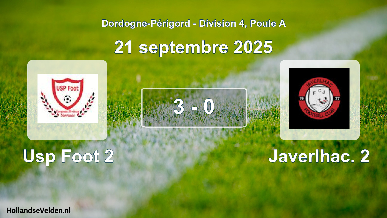 Total number of matches played: Usp Foot 2 - Javerlhac. 2 3 - 0 (21 September 2025)
