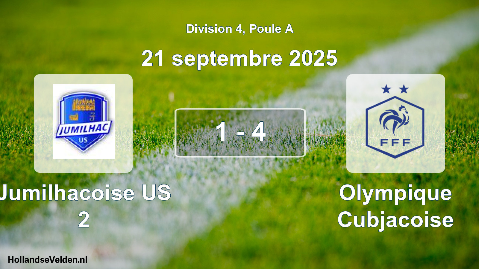 Total number of matches played: Jumilhacoise US 2 - Olympique Cubjacoise 1 - 4 (21 September 2025)