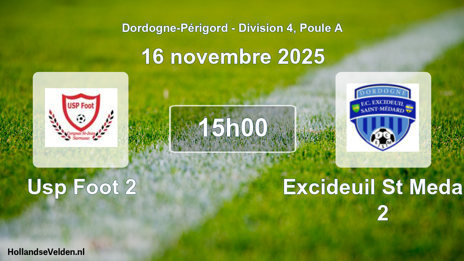 Scheduled Match: Usp Foot 2 - Excideuil St Medard 2 (16 November 2025)