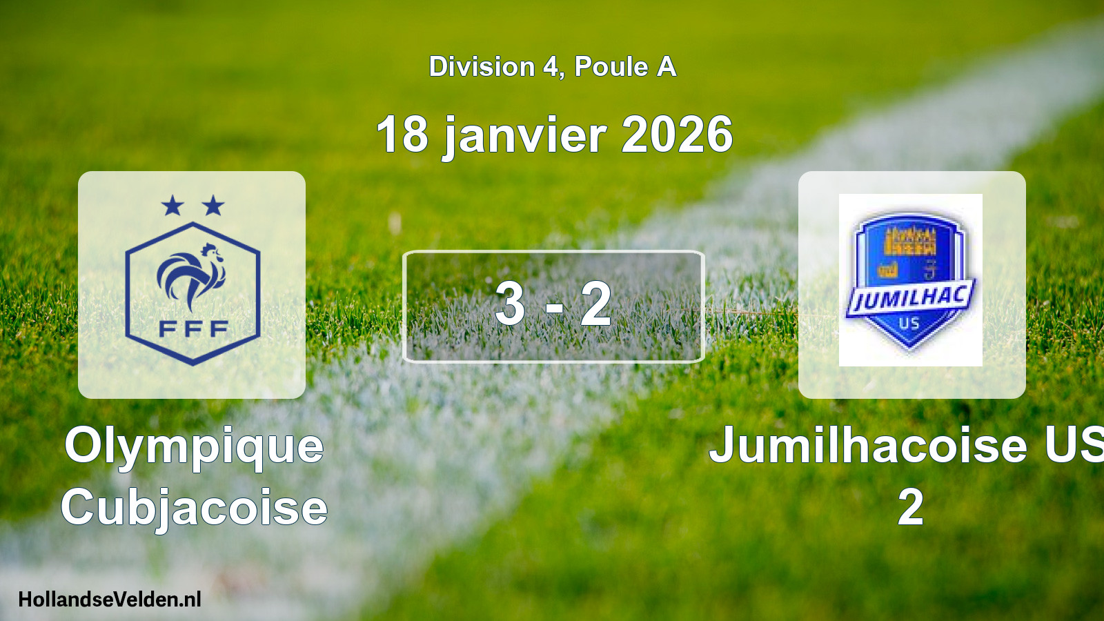 Match joué: Olympique Cubjacoise - Jumilhacoise US 2 3 - 2 (18 janvier 2026)