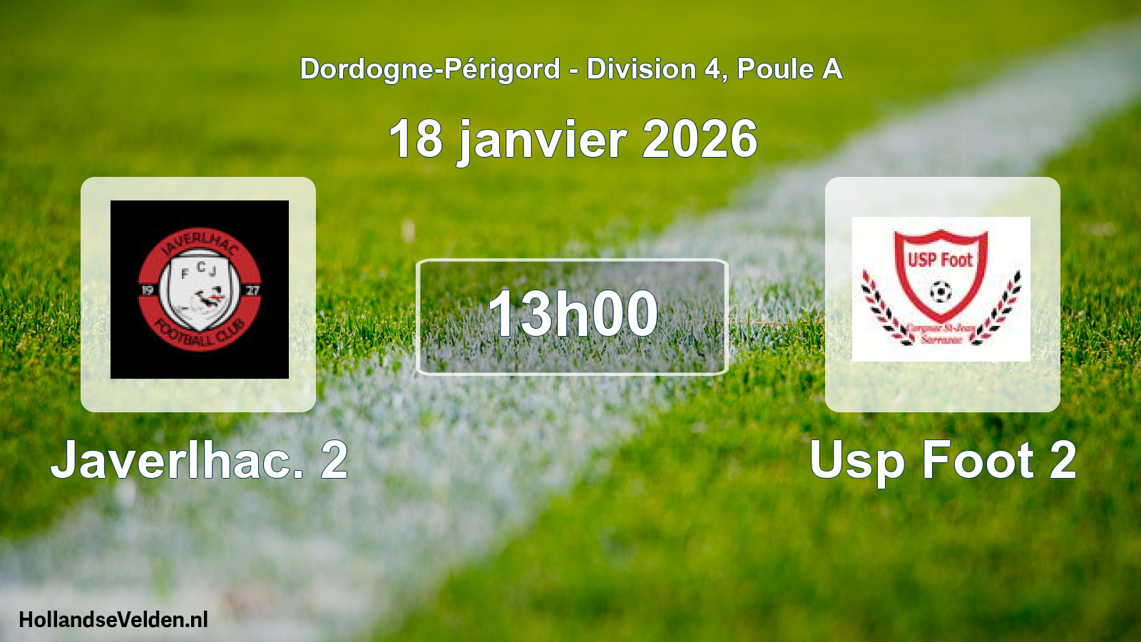 Geplande wedstrijd: Javerlhac. 2 - Usp Foot 2 (18 janvier 2026)