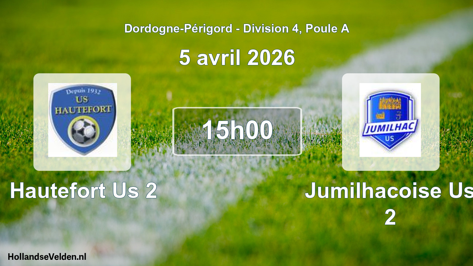 Geplande wedstrijd: Hautefort Us 2 - Jumilhacoise Us 2 (5 april 2026)