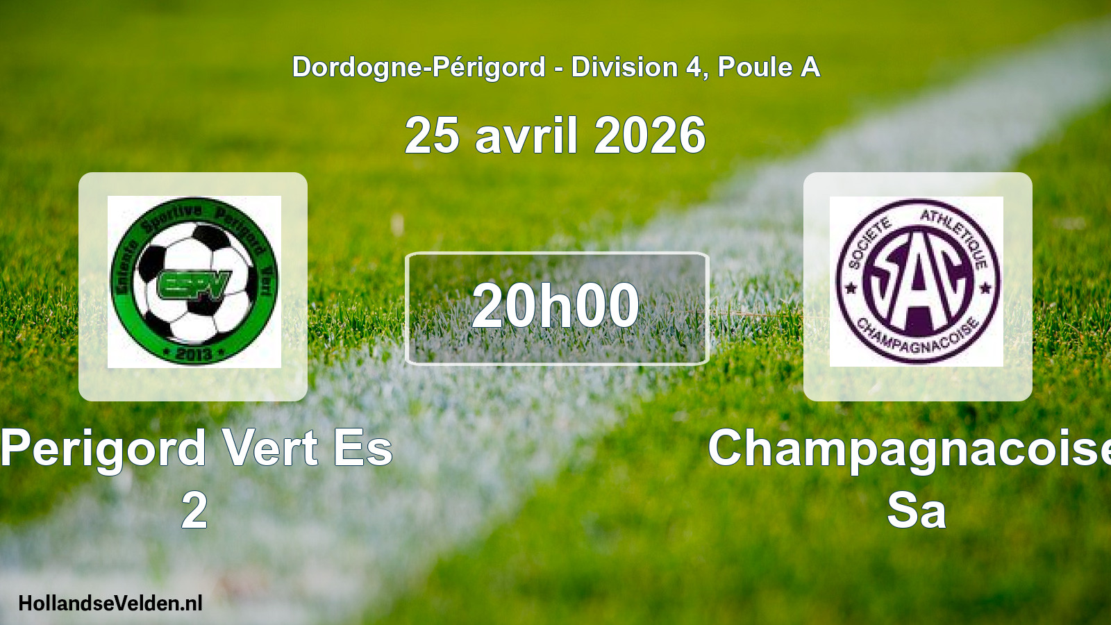 Geplande wedstrijd: Perigord Vert Es 2 - Champagnacoise Sa (25 avril 2026)