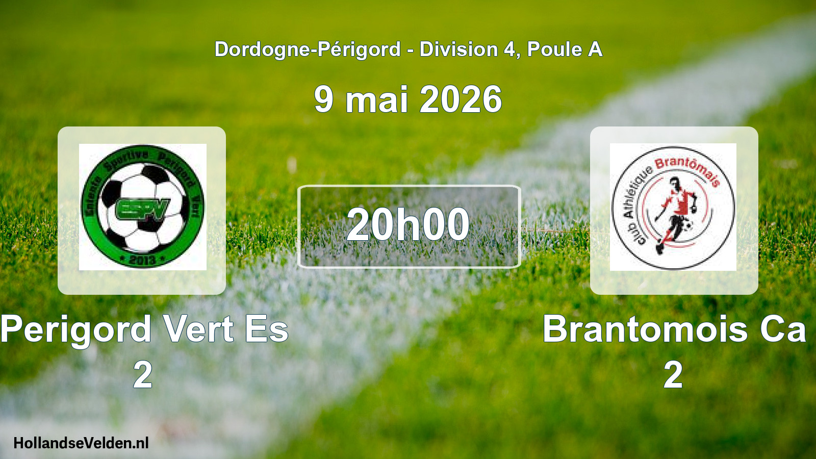 Geplande wedstrijd: Perigord Vert Es 2 - Brantomois Ca 2 (9 mei 2026)