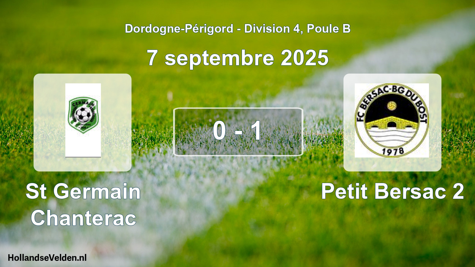 Gespeelde wedstrijd: St Germain Chanterac - Petit Bersac 2 0 - 1 (7 septembre 2025)