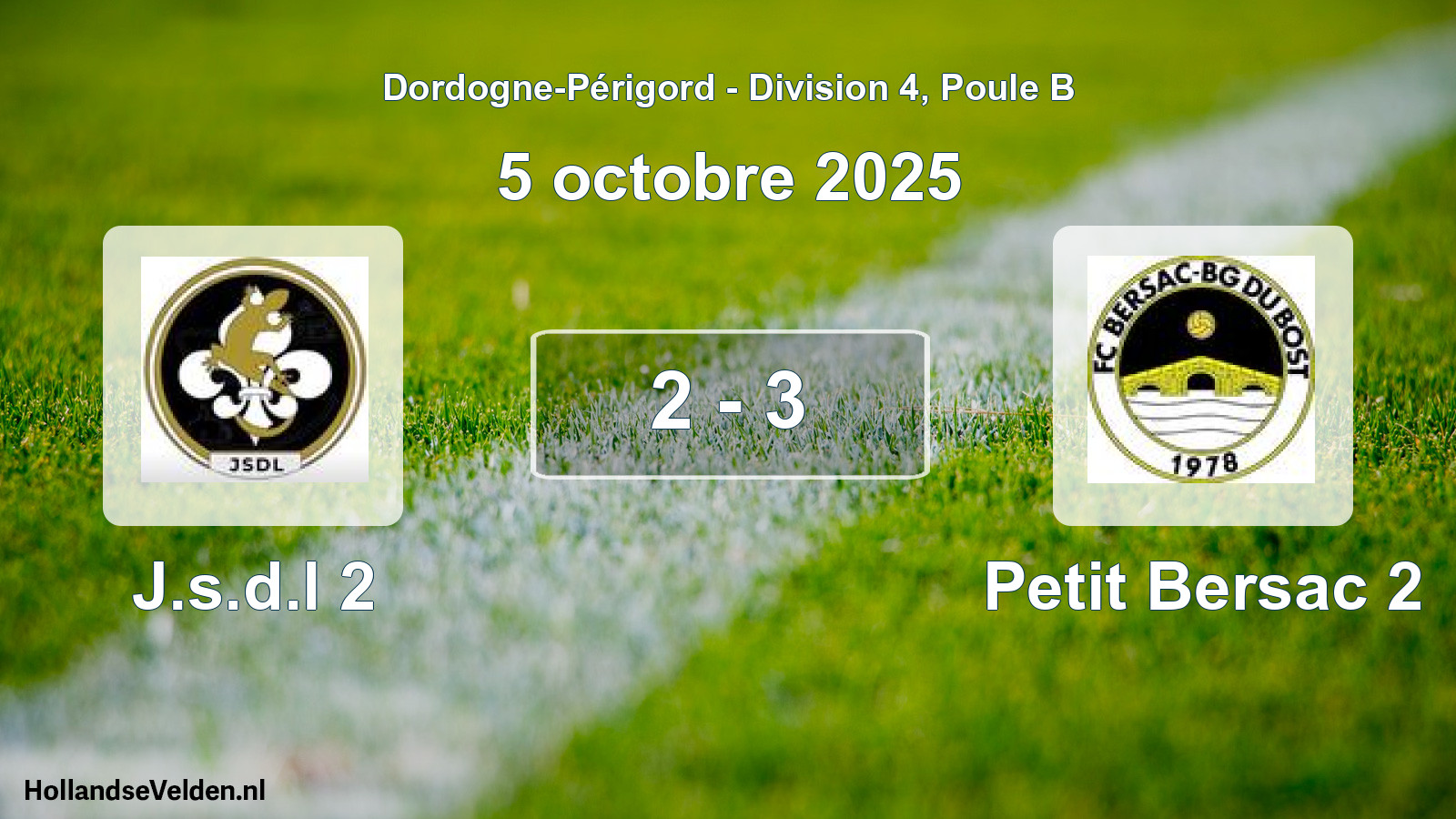 Gespeelde wedstrijd: J.s.d.l 2 - Petit Bersac 2 2 - 3 (5 octobre 2025)