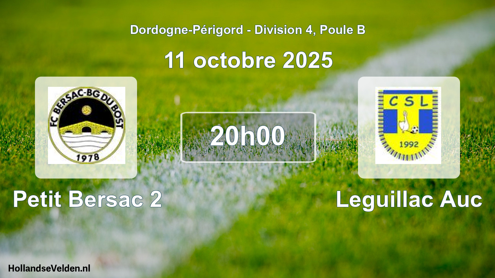 Geplande wedstrijd: Petit Bersac 2 - Leguillac Auc (11 octobre 2025)