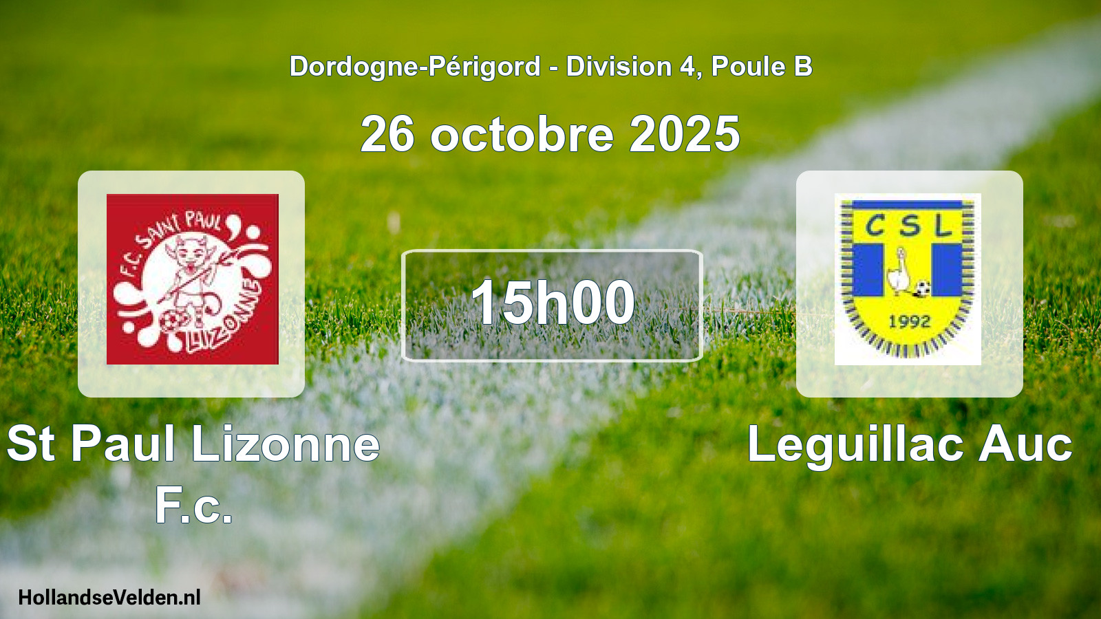 Geplande wedstrijd: St Paul Lizonne F.c. - Leguillac Auc (26 octobre 2025)