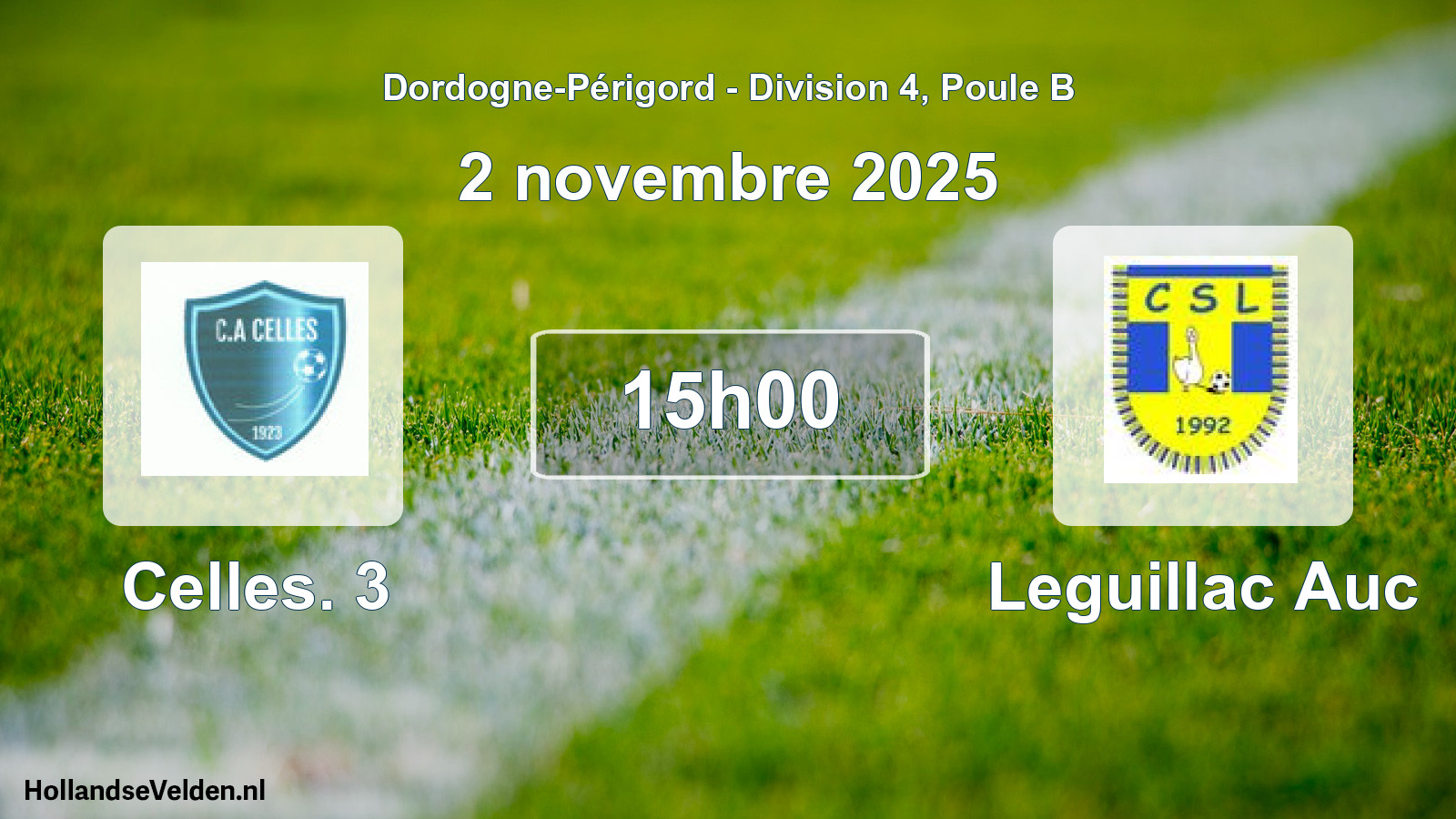 Geplande wedstrijd: Celles. 3 - Leguillac Auc (2 novembre 2025)