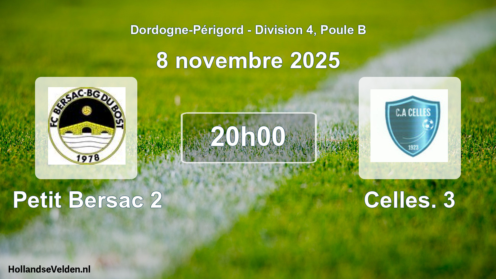 Geplande wedstrijd: Petit Bersac 2 - Celles. 3 (8 novembre 2025)
