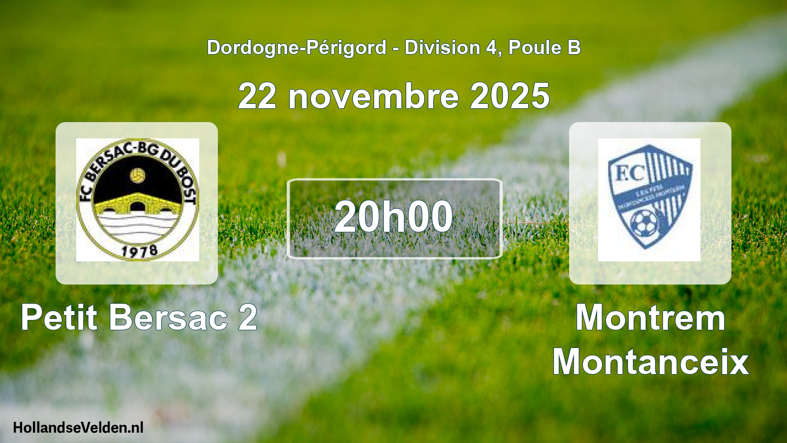 Geplande wedstrijd: Petit Bersac 2 - Montrem Montanceix (22 novembre 2025)