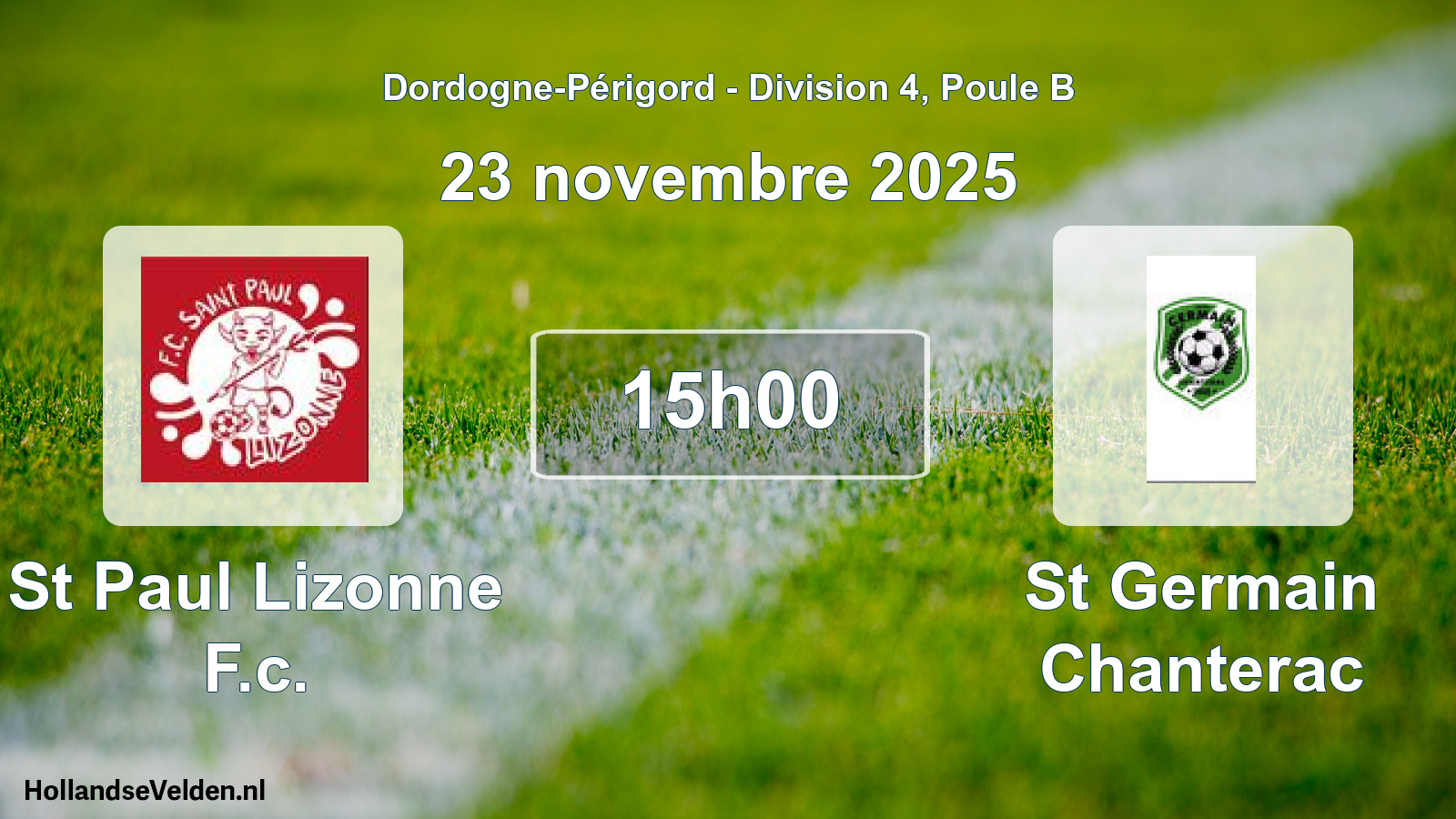 Geplande wedstrijd: St Paul Lizonne F.c. - St Germain Chanterac (23 novembre 2025)