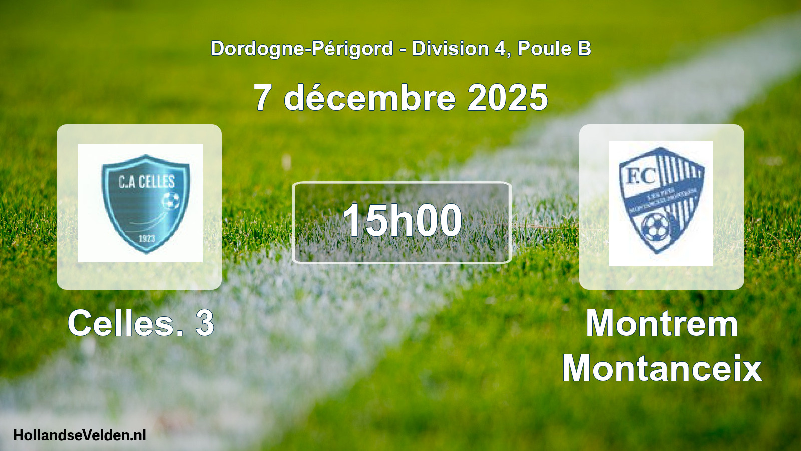 Geplande wedstrijd: Celles. 3 - Montrem Montanceix (7 décembre 2025)