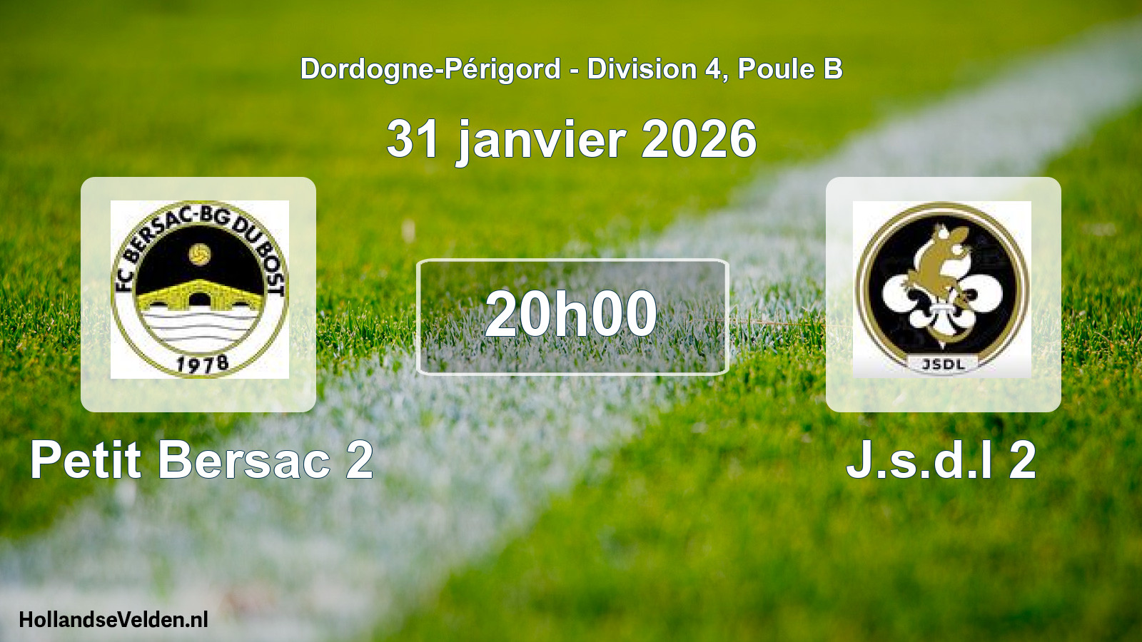Geplande wedstrijd: Petit Bersac 2 - J.s.d.l 2 (31 janvier 2026)