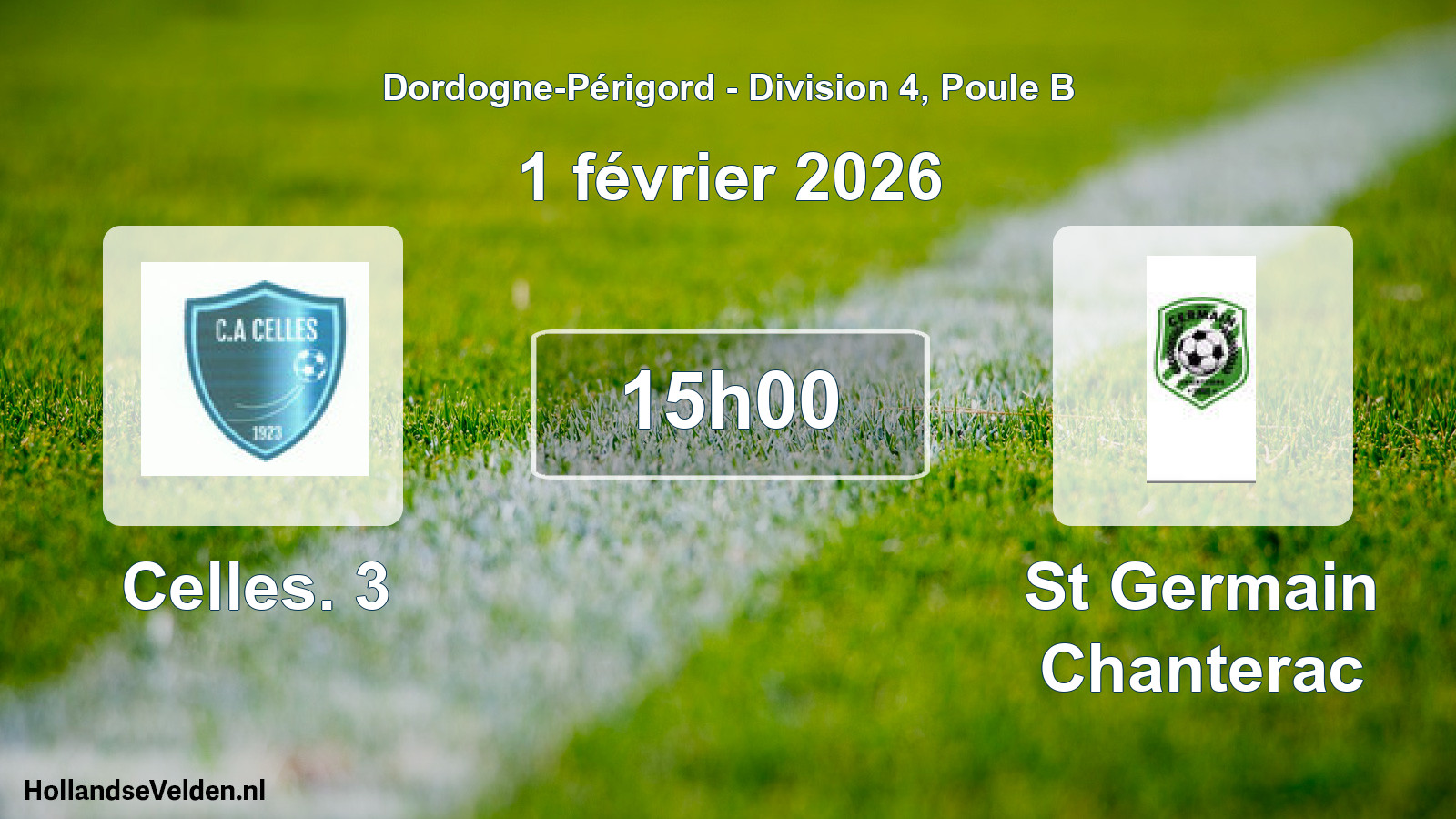 Geplande wedstrijd: Celles. 3 - St Germain Chanterac (1 février 2026)