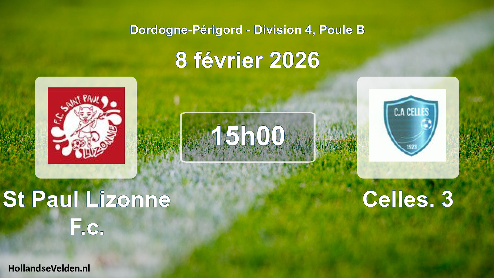 Geplande wedstrijd: St Paul Lizonne F.c. - Celles. 3 (8 februari 2026)