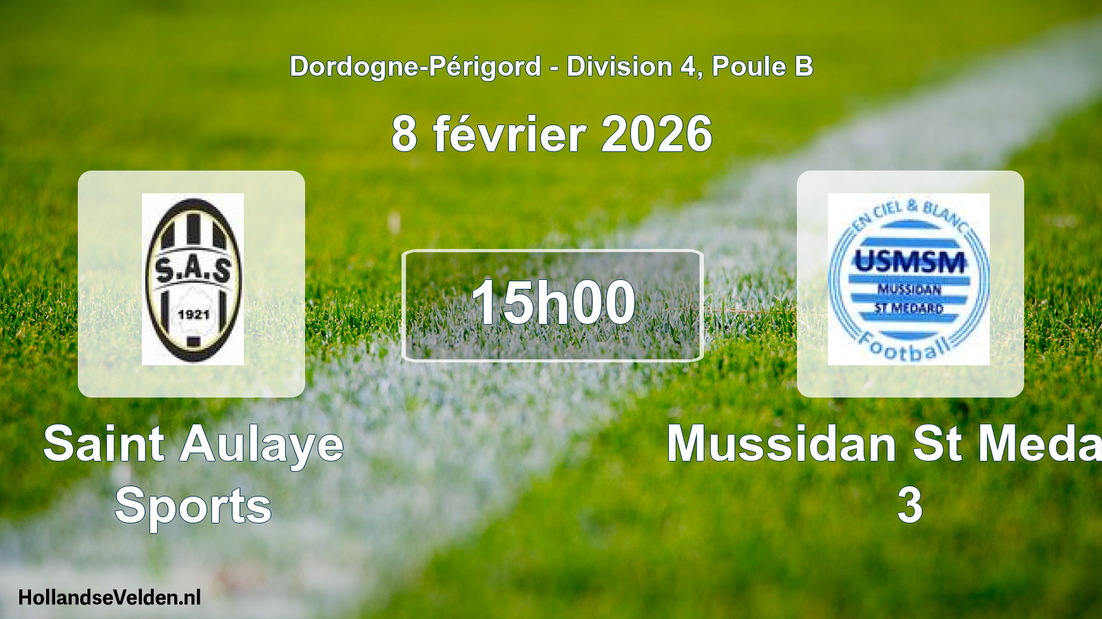 Geplande wedstrijd: Saint Aulaye Sports - Mussidan St Medard 3 (8 februari 2026)