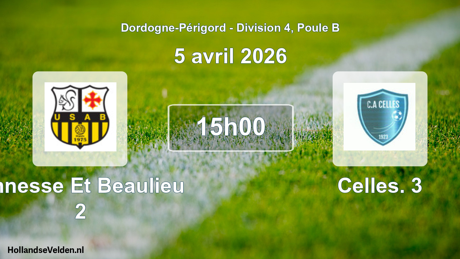 Geplande wedstrijd: Annesse Et Beaulieu 2 - Celles. 3 (5 avril 2026)