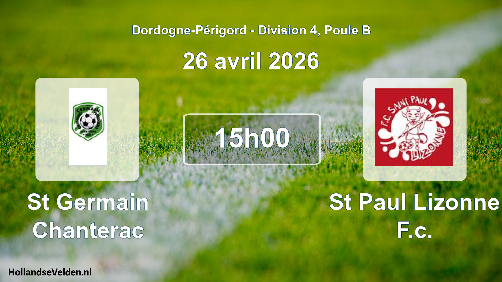 Geplande wedstrijd: St Germain Chanterac - St Paul Lizonne F.c. (26 avril 2026)