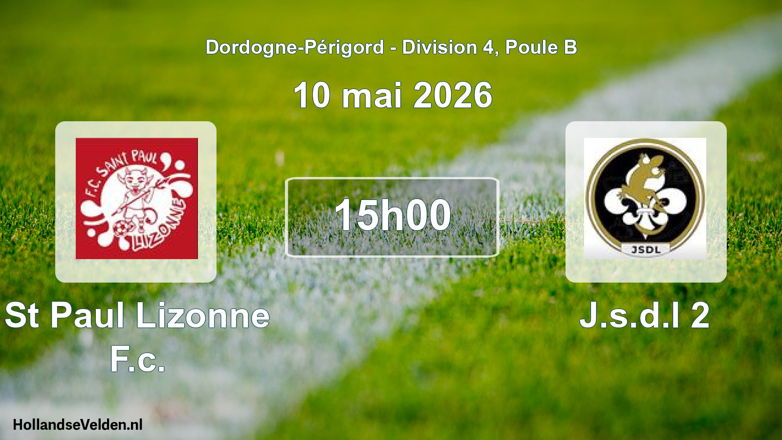 Geplande wedstrijd: St Paul Lizonne F.c. - J.s.d.l 2 (10 mai 2026)