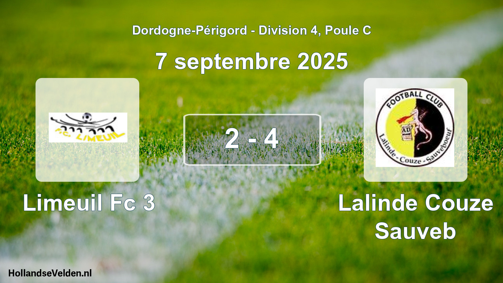 Total number of matches played: Limeuil Fc 3 - Lalinde Couze Sauveb 2 - 4 (7 September 2025)