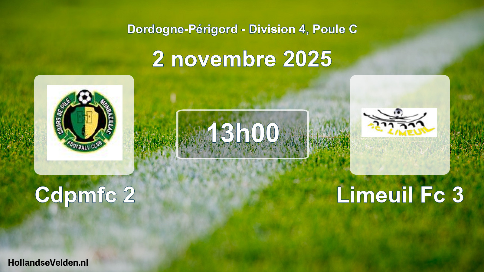 Geplande wedstrijd: Cdpmfc 2 - Limeuil Fc 3 (2 november 2025)