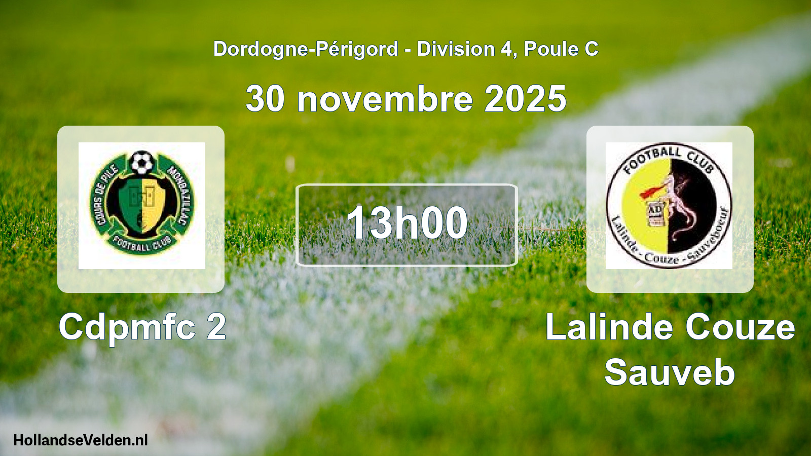 Geplande wedstrijd: Cdpmfc 2 - Lalinde Couze Sauveb (30 novembre 2025)