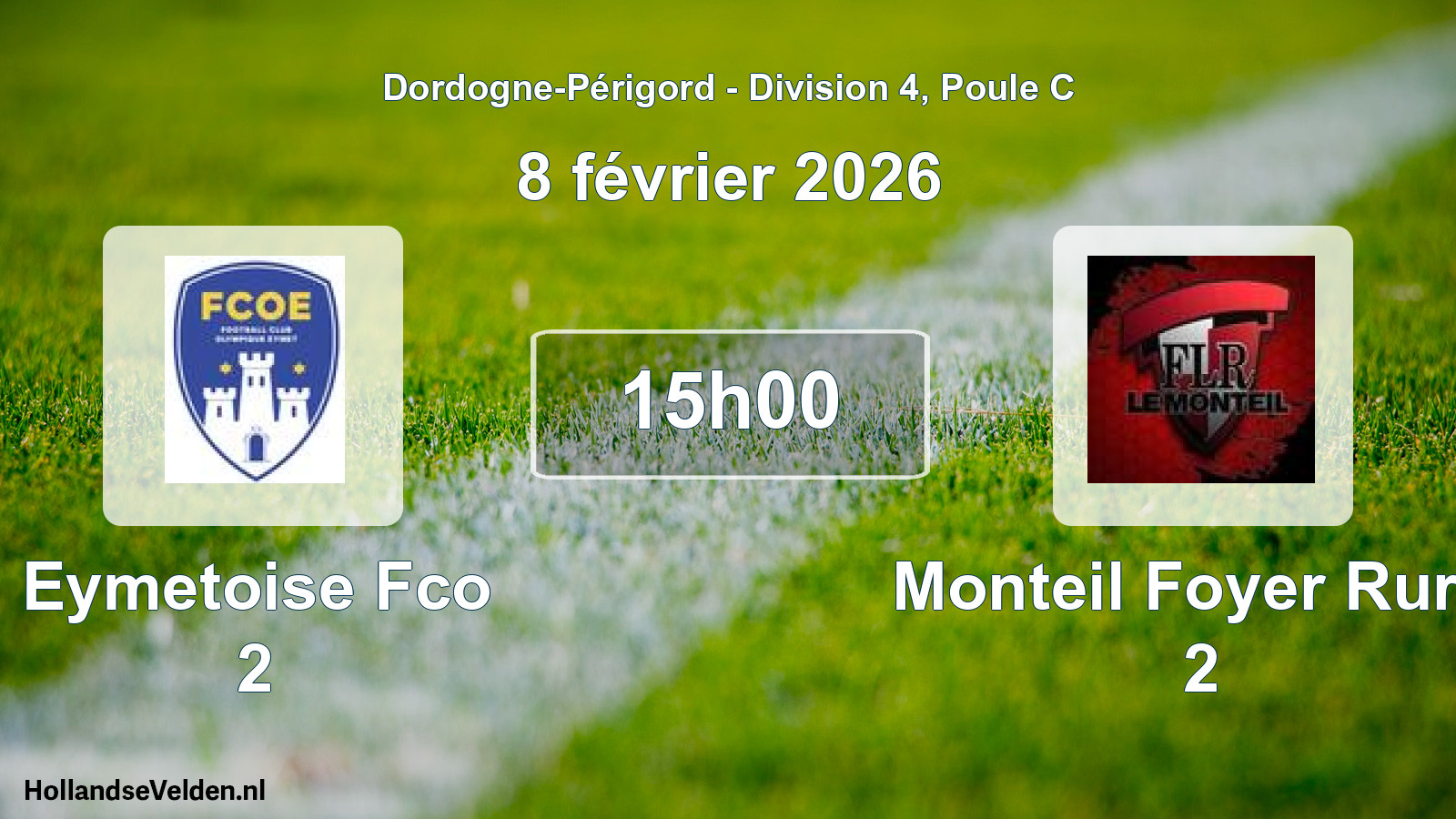 Geplande wedstrijd: Eymetoise Fco 2 - Monteil Foyer Rural 2 (8 février 2026)