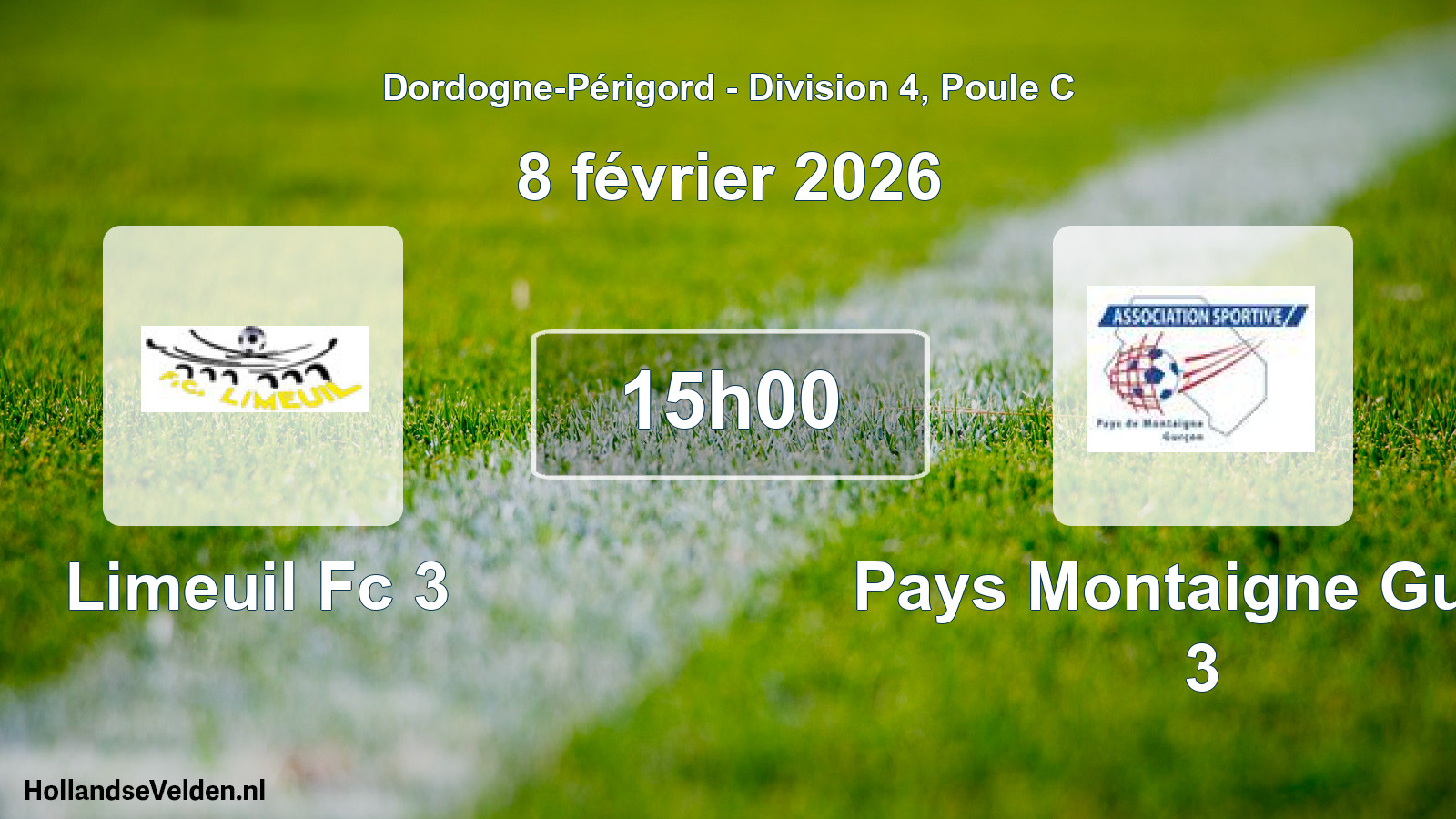 Geplande wedstrijd: Limeuil Fc 3 - Pays Montaigne Gurc. 3 (8 février 2026)