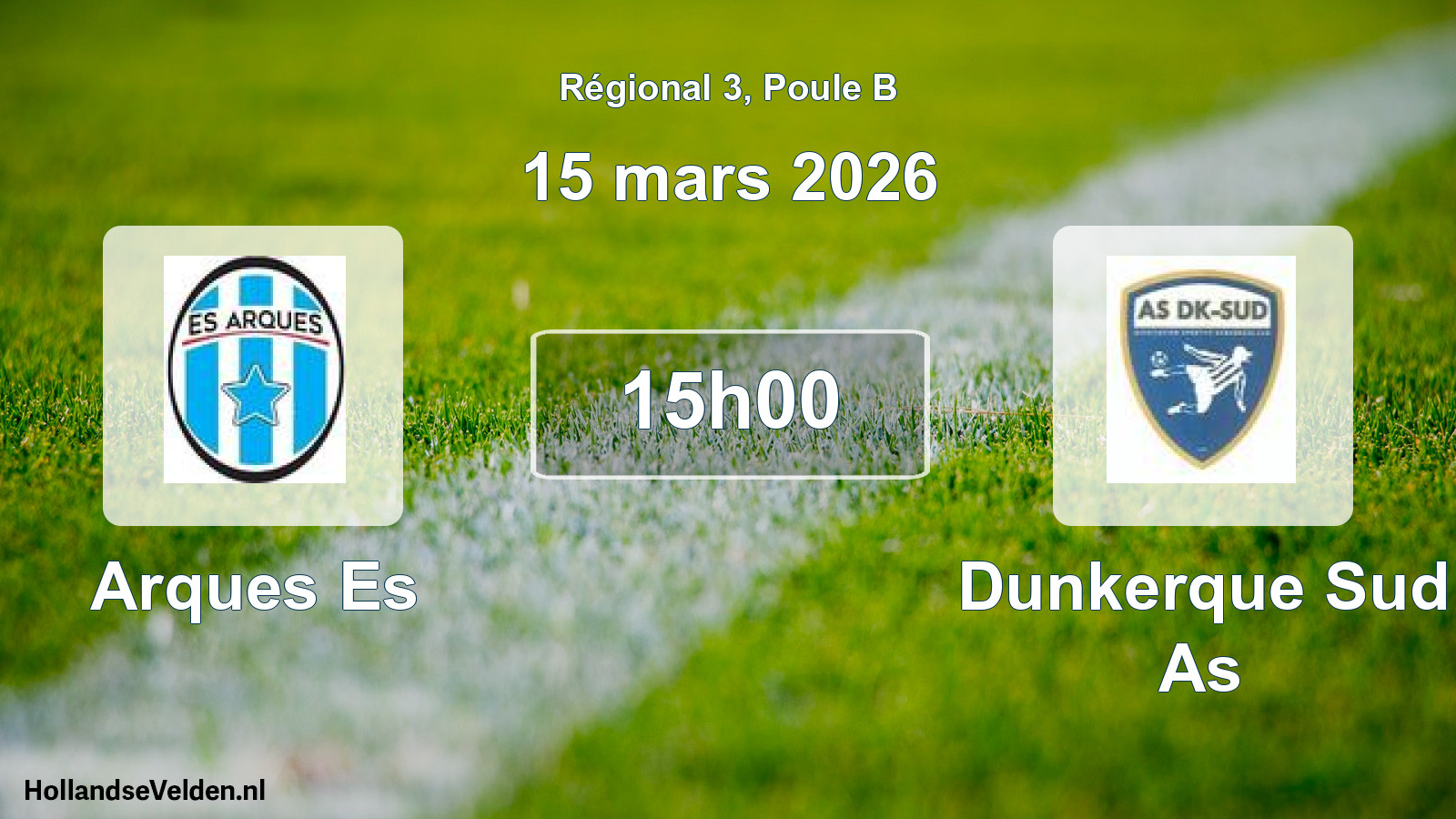 Geplande wedstrijd: Arques Es - Dunkerque Sud As (15 mars 2026)