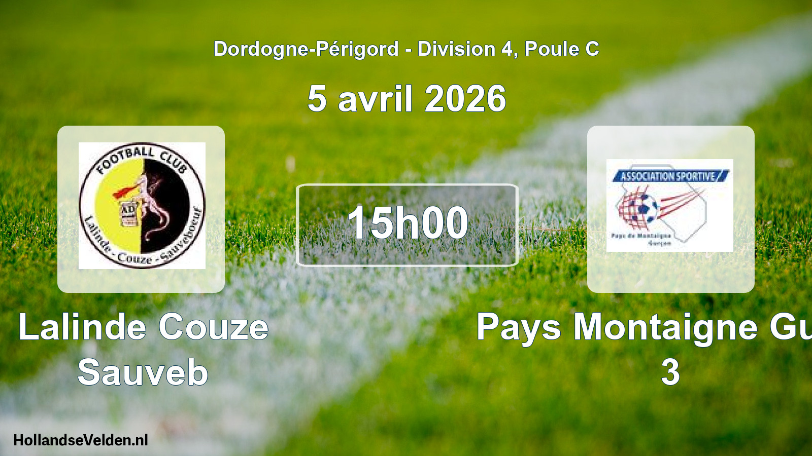 Geplande wedstrijd: Lalinde Couze Sauveb - Pays Montaigne Gurc. 3 (5 avril 2026)